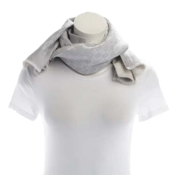 Schal, in Hellgrau, Wolle, Gucci