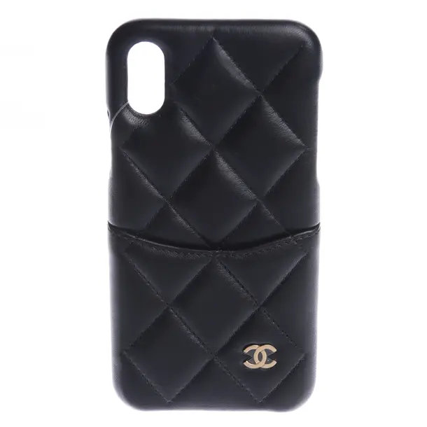 Handyhülle in Schwarz, Leder, Chanel