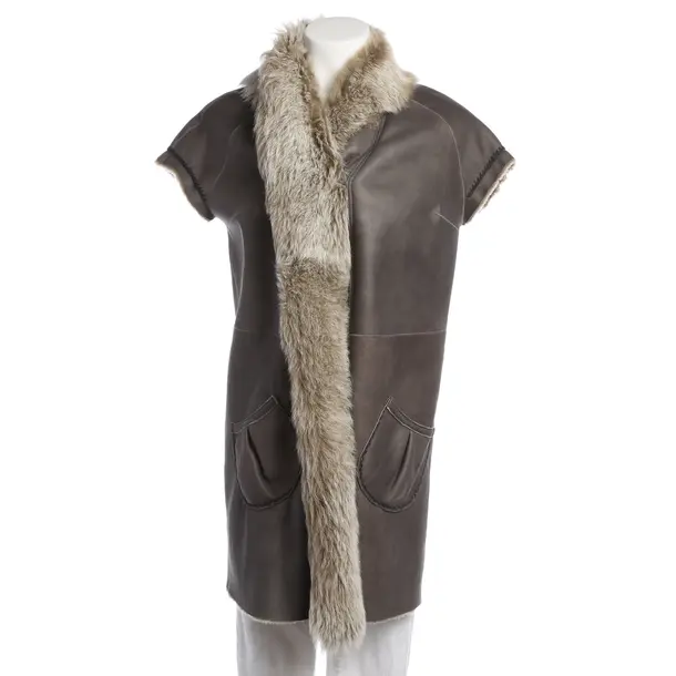 Weste in Grau, Leder, Hugo Boss Orange