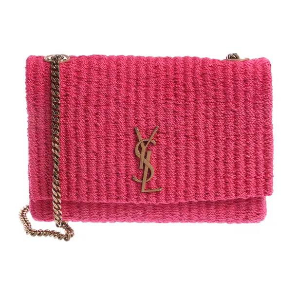 Schultertasche in Rosa, Stroh, Saint Laurent