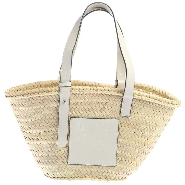 Shopper in Weiß, Raffia, Loewe