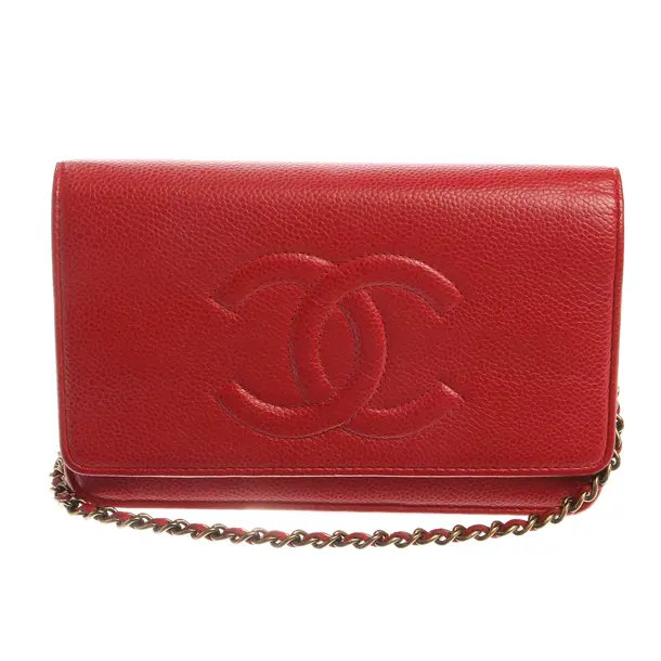 Wallet on Chain in Rot, Leder, Chanel