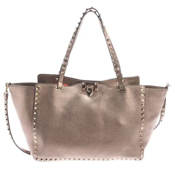 Shopper Bag in Metallic, Leather, Valentino