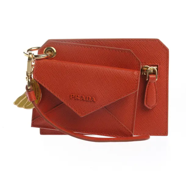 Pochette in Orange, Leather, Prada