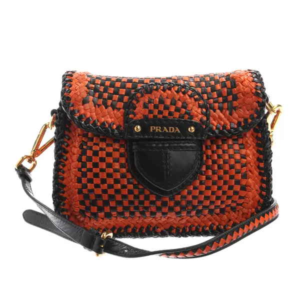 Schultertasche in Schwarz, Leder, Prada