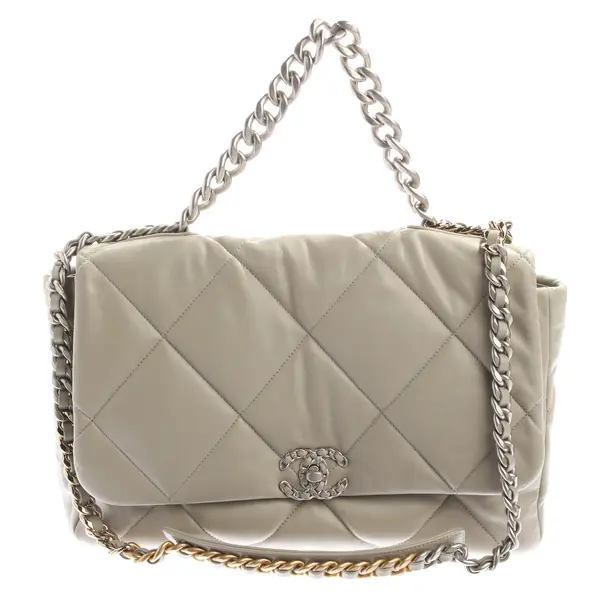 Schultertasche in Grau, Leder, Chanel