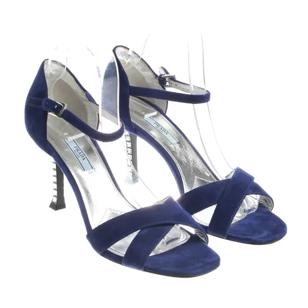 Heeled Sandals in Blue, , Prada