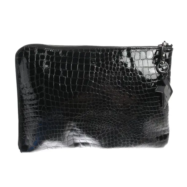 Clutch in Schwarz, Leder, Karl Lagerfeld