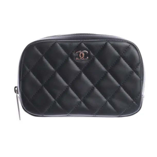 Kosmetiktasche in Schwarz, Leder, Chanel