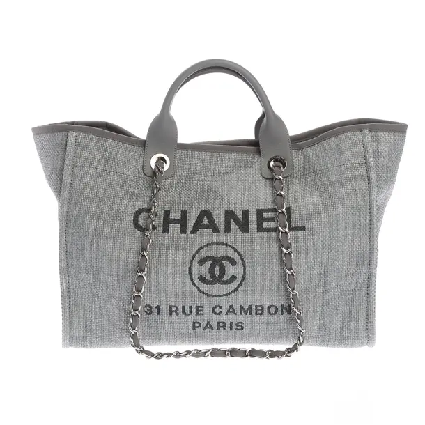 Shopper Bag in Gray, Cotton, Chanel