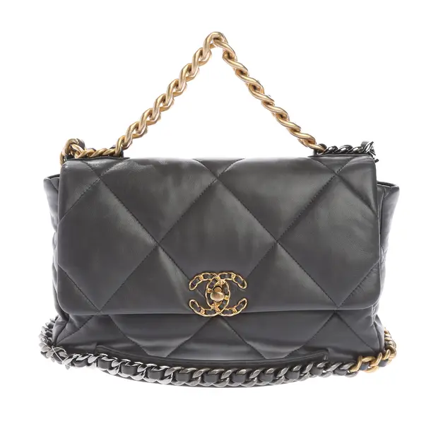 Shoulder Bag in Gray, Leather, Chanel