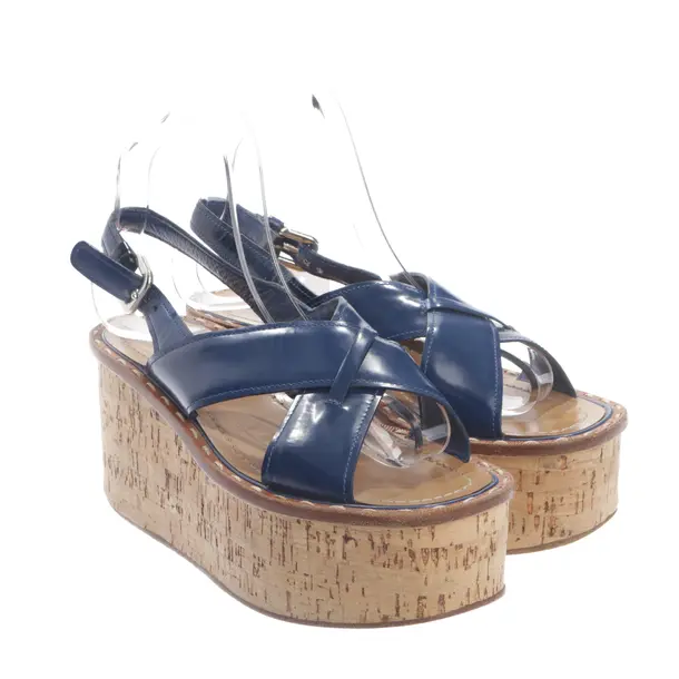 Heeled Sandals in Blue, , Prada
