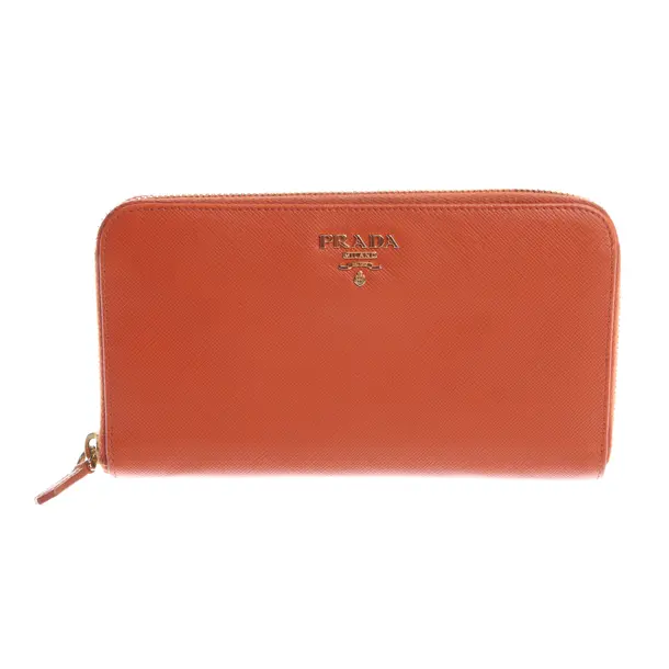 Geldbörse in Orange, Leder, Prada