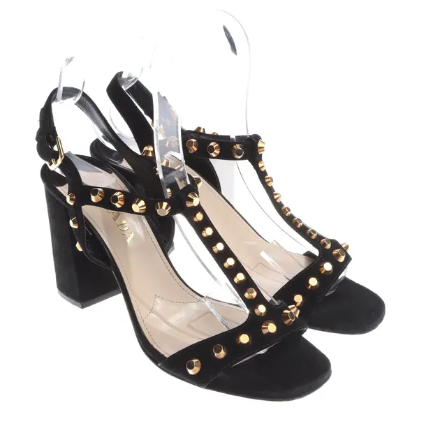 Heeled Sandals in Black, , Prada
