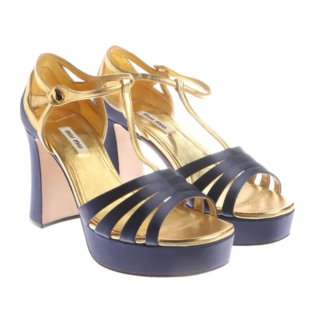 Heeled Sandals in Blue, , Miu Miu