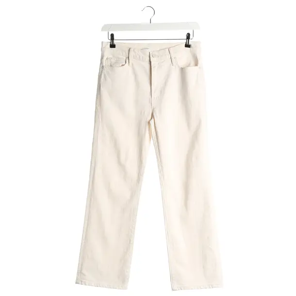 Straight Fit Jeans in White, Cotton, Mother