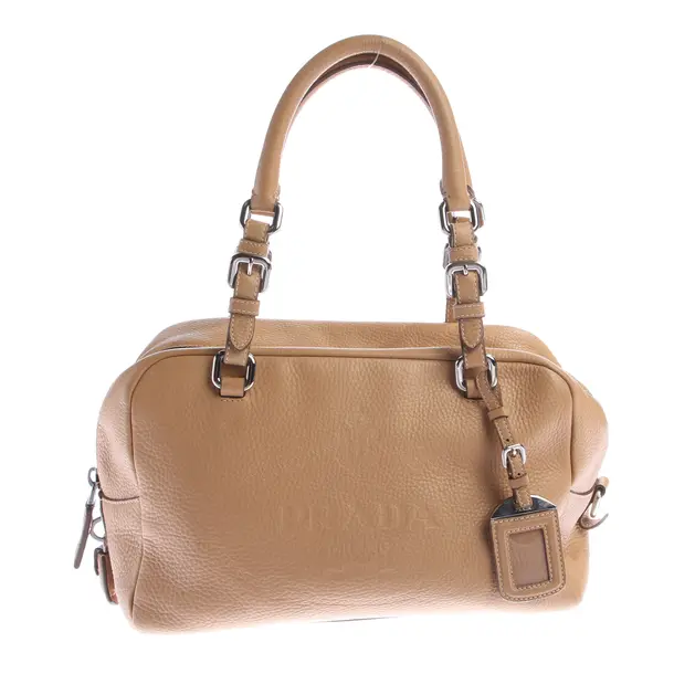 Schultertasche, in Hellbraun, Leder, Prada