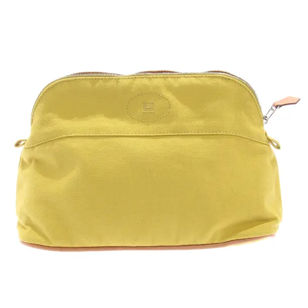 Cosmetic Bag, in Mustard Yellow, Cotton, Hermès