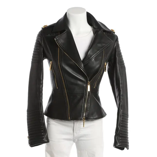 Giacca in pelle, in Nero, Pelle, Elisabetta Franchi