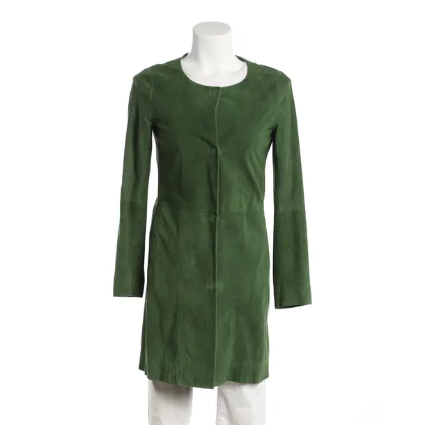 Leather Coat, in Green, Leather, Herno