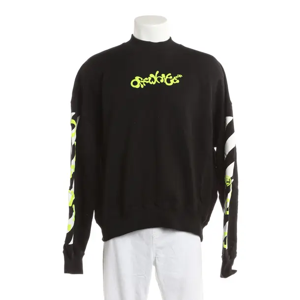 Felpa, in Nero, Cotone, Bianco sporco