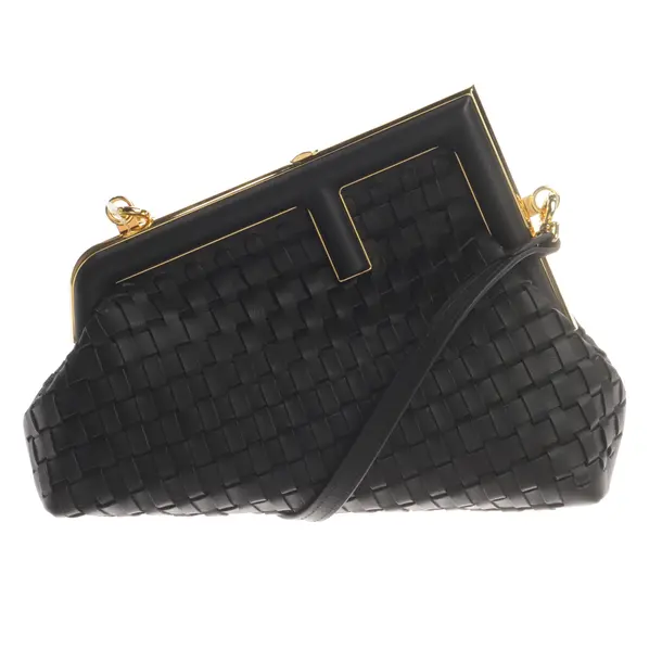 Clutch Bag, in Black, Leather, Fendi