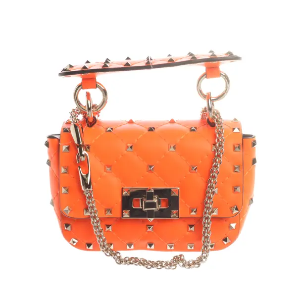 Shoulder Bag, in Neon Orange, Leather, Valentino