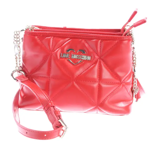 Schultertasche, in Rot, Leder, Love Moschino