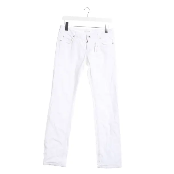 Jeans straight fit, in Bianco, Cotone, Prada
