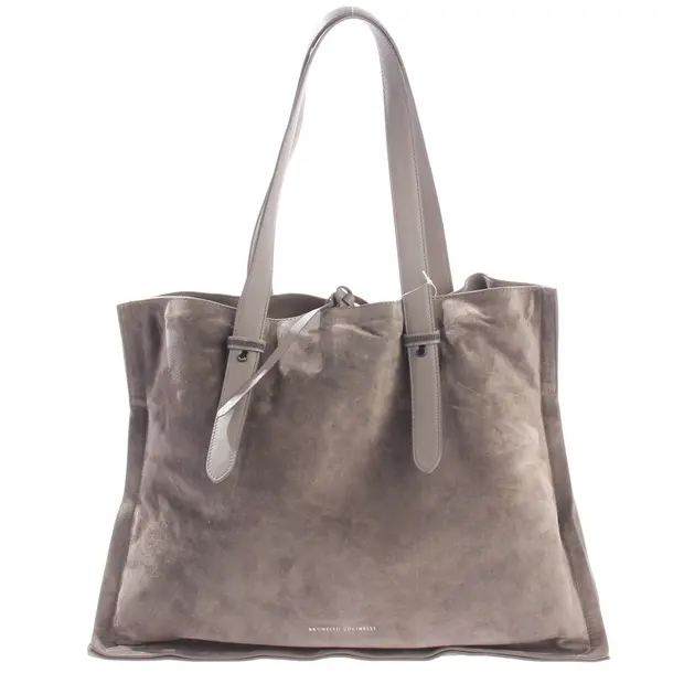 Shopper Bag, in Gray, Leather, Brunello Cucinelli