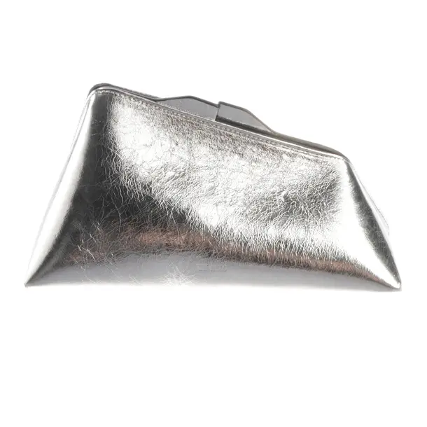 Clutch, in Silber, Leder, The Attico