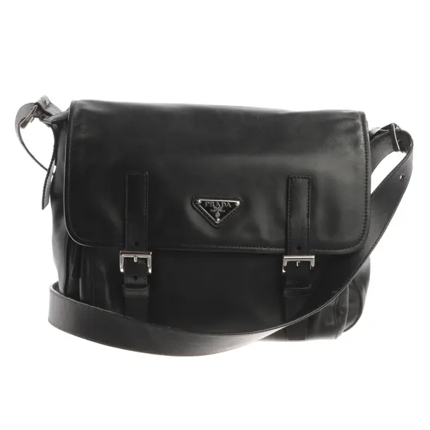Schultertasche, in Schwarz, Leder, Prada