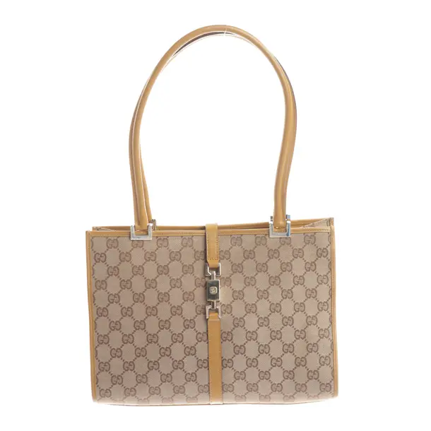Schultertasche, in Hellbraun, Baumwolle, Gucci