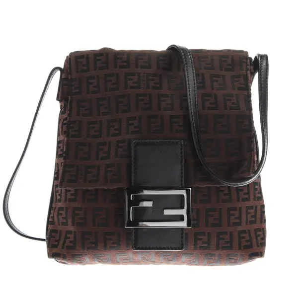 Schultertasche, in Braun, Baumwolle, Fendi