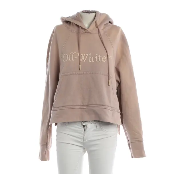 Felpa con cappuccio, in Rosa chiaro, Cotone, Bianco sporco
