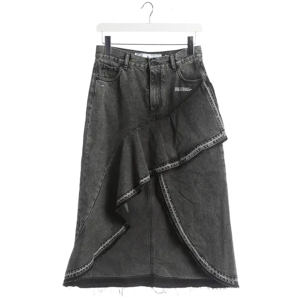 Skirt, in Gray, Cotton, Off-White