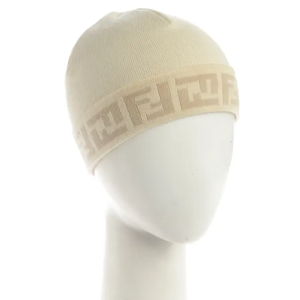 Mütze, in Beige, Wolle, Fendi