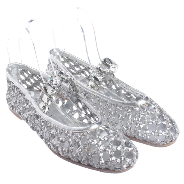 Ballet Flats, in Silver, Casadei