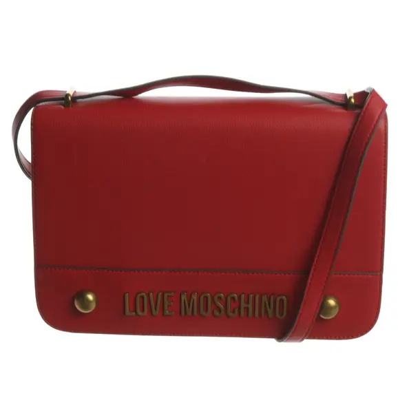 Schultertasche, in Rot, Kunstleder, Love Moschino