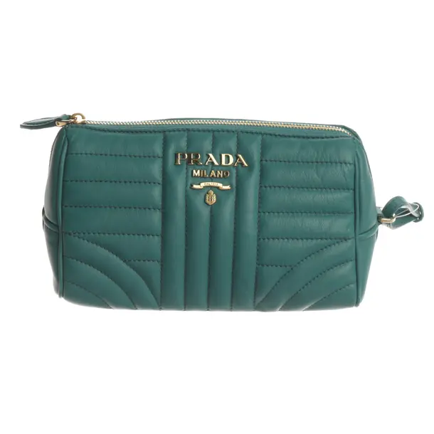 Clutch, in Grün, Leder, Prada