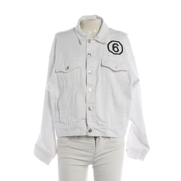 Denim Jacket, in White, Cotton, MM6