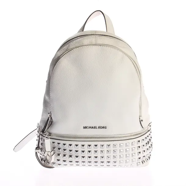 Backpack, in White, Leather, Michael Kors