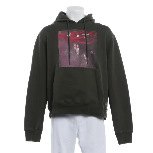Hoodie, in Olivgrün, Baumwolle, Off-White