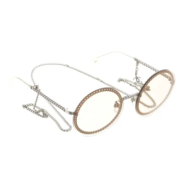 Sunglasses, in Silver, Synthetic / Metal, Chanel