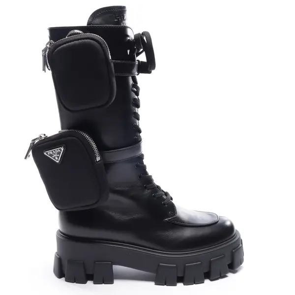 Calf High Boots in Black, , Prada