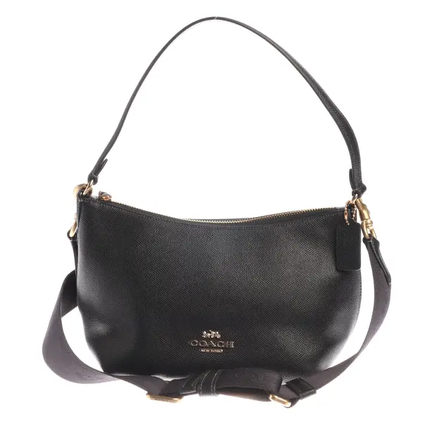 Schultertasche, in Schwarz, Leder, Coach