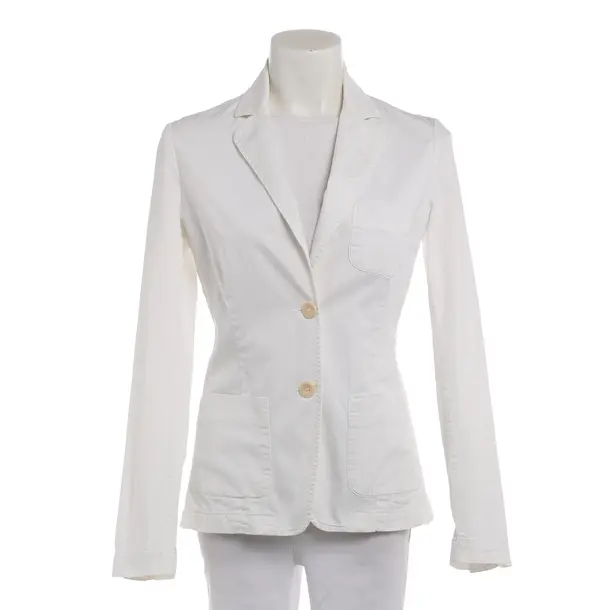 Blazer in White, Cotton, Closed