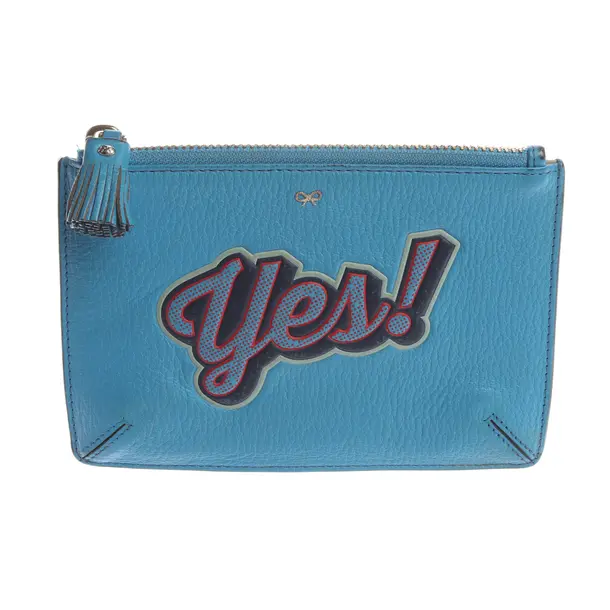 Pochette in Blue, Leather, Anya Hindmarch
