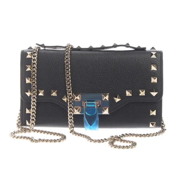 Wallet on Chain in Black, Leather, Valentino