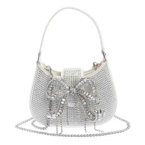 Evening Bag in White, Cotton, self-portrait